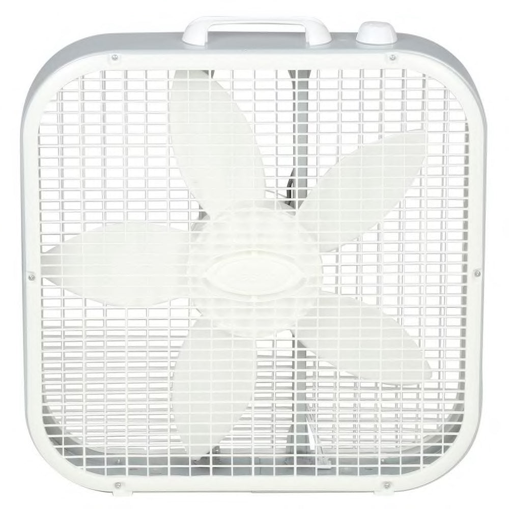 Save-Smart Energy Efficient 20 In. 3 Speed White Box Fan with Built-In Carry Handle